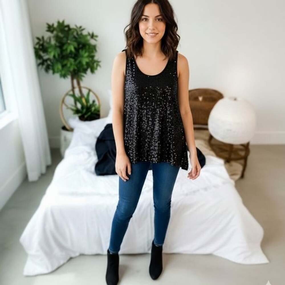 Style and Co Black Sequin Top